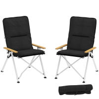 Outsunny 2 Sillas de Camping Plegables de Aluminio Sillas de Jardín Portátiles con Respaldo Alto Ajustable Reposabrazos de Madera y Bolsa de Transporte para Exterior 59x67x96 cm Negro - details 5