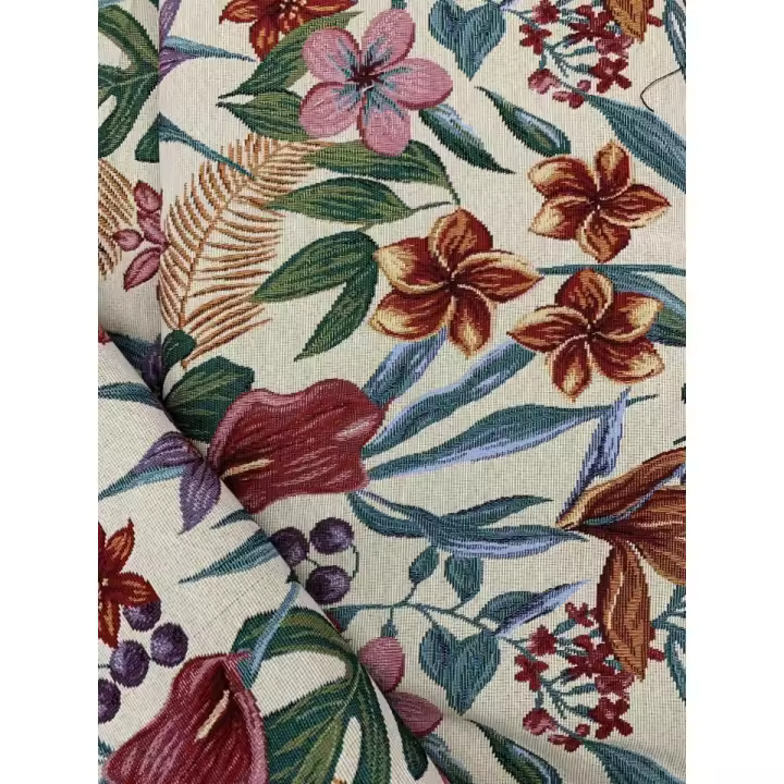 Tejidos Ortuño- Tela Gobelino flores tropicales, Tela para Tapizar por metros, para Sillas, Cojines, Cortinas, Bolsos, Cabecero, 1m x Ancho 2.80m - 1