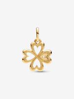 Pandora - Charm MEDALLA DE Trébol de Cuatro Hojas with Corazón P ME - Baño de Oro de 14 K - details 0