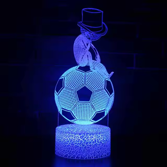 Lámpara De Mesa De Fútbol Con Ilusión 3D Luz Nocturna De 16 Colores Sensor Táctil Y Remoto Para Decoración De Habitación Infantil - 1