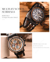 Reloj De Cuarzo Para Hombre BOBO BIRD De Madera Lujo Estilo Militar Con Cronógrafo Y Caja De Madera Relogio Masculino - details 10