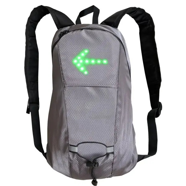 Mochila LED reflectante gris intermitente ORNII-Control remoto inalámbrico-5 flechas direccionales-Seguridad Día/Noche-USB recargable-Impermeable - 1