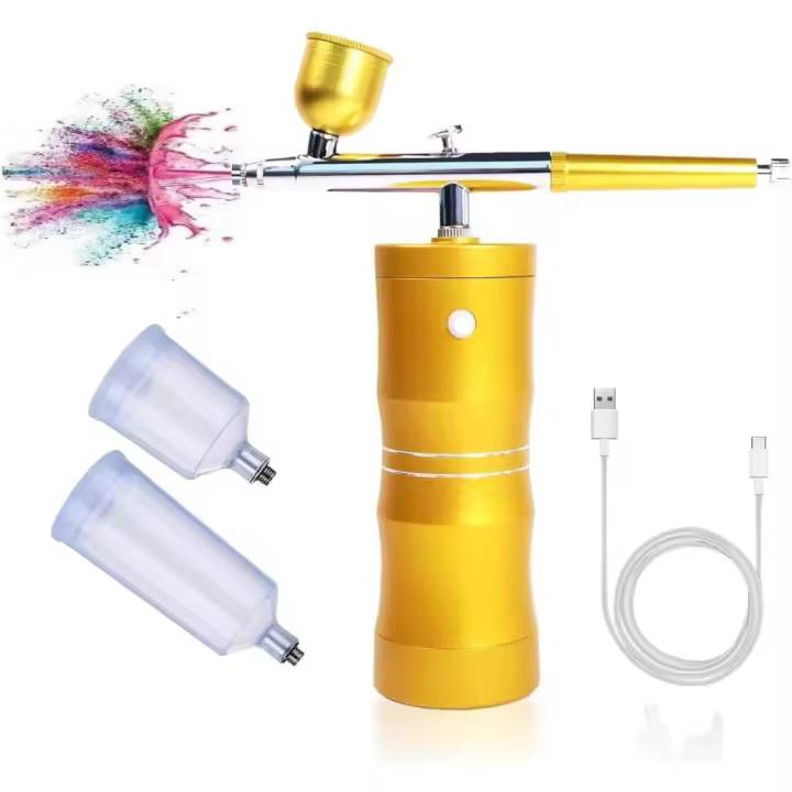 Coshano Kit de Aerógrafo Inalámbrico de Carga Rápida para Arte de Uñas Amarillo - 1
