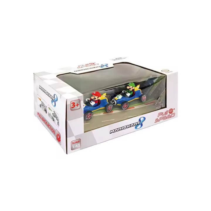 Mario y Luigi Kart Coches 1/43 Pull Back Action - Carrera 15813018 - 1