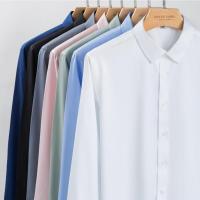 Camisa Social Para Hombre Antienvejecimiento Cuello En V Manga Larga Ajustada Blusa Negocios Blanco Oficina Tallas 5XL 6XL - details 2
