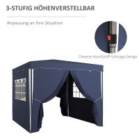 Cenador plegable de 3x3 metros with Paredes laterales y Ventanas, with Protección UV, Cenador para Fiesta en El Jardín, incluye Bolsa de Transporte, Azul - details 2