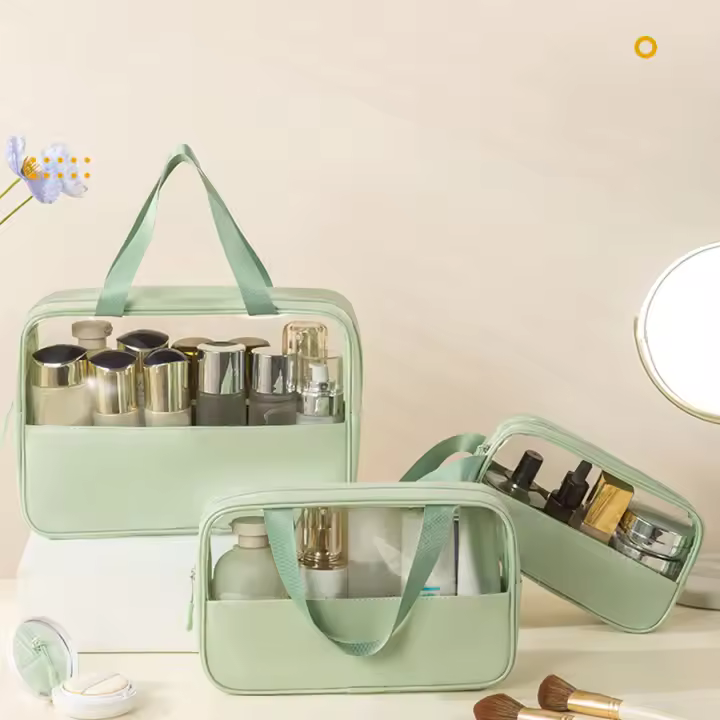 Bolsa De Viaje Para Maquillaje Y Cosméticos Organizador Transparente Mate Con Manija Para Mujeres Y Hombres Bolsa De Cosméticos De Moda Con Cierre De Cremallera - 1