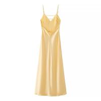 Vestido Largo Sin Mangas Para Mujer TRAFZA 2025 Verano Rosa Elegante Con Cuello En V Y Tirantes Espalda Descubierta Estilo Playa Para Fiesta Y Uso Diario - details 2