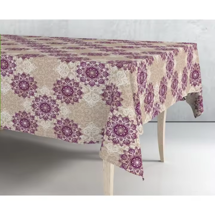 Mantel de hule estampado por metros - Mandalas estrellas burdeos 43309-1    mantel por metros; manteles; mantel barato; mantel jardín - 1