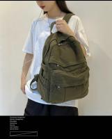 Mochila De Lona Para Mujer Gran Capacidad Estilo Vintage Para Estudiantes De Colegio Y Viajes Mochila Casual Para Damas - details 2