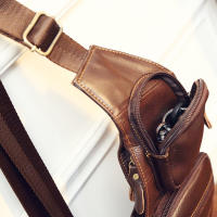 Bandolera de piel de vaca auténtica para hombre, bolso de hombro cruzado informal de un solo pecho y espalda, para viaje, nuevo - details 7