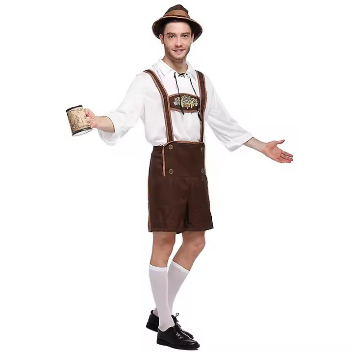 Kids Adult Man German Bavarian Festival Oktoberfest Costume Beer Male Cosplay Three-piece Set - 1
