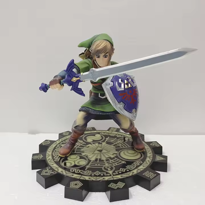 Figura De Acción Anime Zelda Legend Skyward Link Con Espada Maestra Adorno De Escritorio Regalo Para Niños Colección De Juguetes Unisex - 1