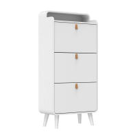 Mueble Zapatero con 3 compartimentos abatibles, Independiente, Organizador de Zapatos abatibles, Zona de entrada, Zapatero Estrecho con compartimento superior, 63*30*134cm, Blanco - details 2