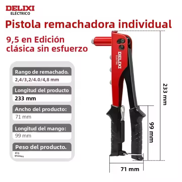 DELIXI Pistola De Remache Eléctrica Manual Alta Cargador Más Ahorro De Esfuerzo Para Torsión Y Remache De Hojas De Metal Y Tubos - 1