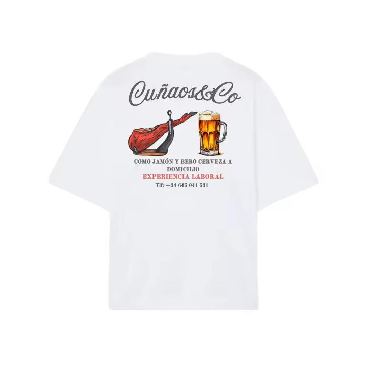 Cuñaos&Co - Camiseta Jamón y cerveza a domicilio - 100% algodón - 1