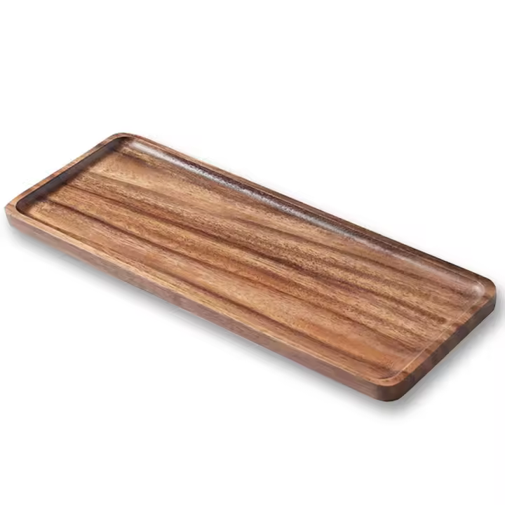 Platos y bandejas de madera maciza Tabla de quesos delicatessen de madera de acacia natural - 1