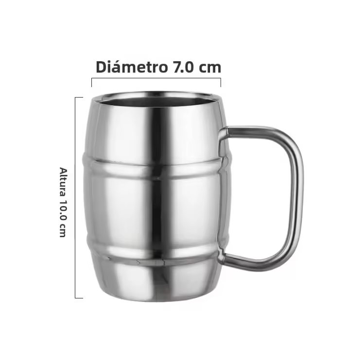 Taza De Cerveza Doble De Acero Inoxidable 500/450ml Con Asa Taza De Café Para Exteriores Y Camping Taza Portátil Aislada - 1