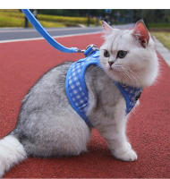 Harnés De Gatos Festivo Con Estampado De Gingham Transpirable De Poliéster Con Hebjes Metálicos Y Tirantes Reflectantes Para Caminatas Seguras - details 18