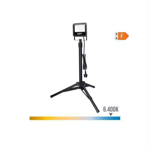 EDM Foco Proyector LED con Trípode 30W 2370lm Luz Fría 6400K - 70412 Foco proyector led con trípode Iluminación Exterior Proyectores Led - 1