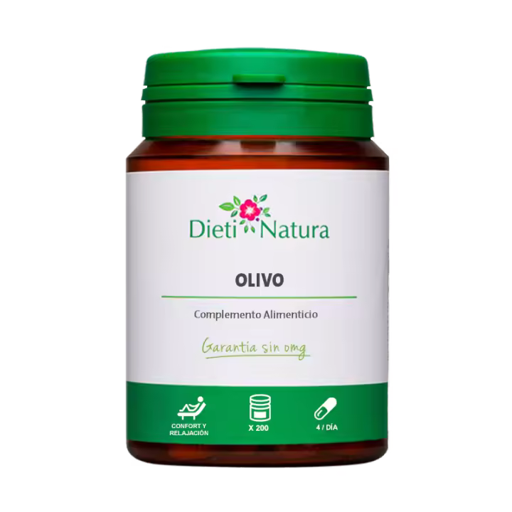 Dieti Natura 200 Cápsulas Olivo - Complemento con Hoja de Olivo y Vitamina B1 - Regula la Tensión y Mejora la Circulación con Efectos Antiinflamatorios, Antioxidantes y Diuréticos - 1