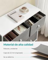 Cómoda de estilo industrial con 6 cajones de tela, armario de almacenamiento con marco de acero y tapa de madera, ideal para dormitorio y pasillo, disponible en varios colores, 30x80x71 cm - details 19
