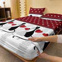 Sábana Ajustada De Corazón Geométrico Sencillo Y Moderno En Acabado Mate Sin Fundas De Almohada Para Dormitorio - details 2