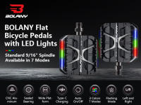 Pedal De Bicicleta BOLANY 7.0 De Aluminio Con Luz LED Ajustable Antideslizante Para MTB Con 2 Rodamientos Pedal Hueco Ultraligero Para Mountain Bikes - details 0
