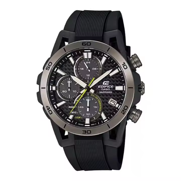 reloj cronógrafo hombre solar CASIO EDIFICE SUSPENSION BUILDING EFS-S640PB-1AJF JDM 44.5mm 100m WR caja de acero y carbono Indicador de reserva de marcha cristal de zafiro anti-reflejos - 1