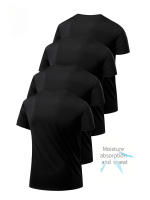 Pack De 4 Camisetas Para Hombre Blancas Y Negras Color Sólido Secado Rápido Transpirables Absorbentes De Sudor Para Fitness Gimnasio Y Correr - details 4