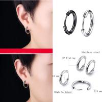 Pares de Pendientes de acero Inoxidable para Hombres, 8 mm de acero Inoxidable Clip Pendientes de Esmalte Piercing Ear Bisel Redondo - details 4