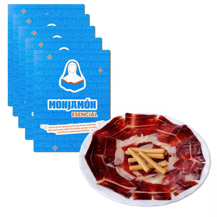 MONJAMÓN - 5 SOBRES - Jamón Ibérico  (100% , Paleta o Gran Reserva)  - PATA NEGRA  [Elegido Producto del Año 2025] - 400 gramos divididos en 5  Sobrecitos Cortados Al Vacío . Artesanal , Tradicional y de Calidad Gourmet | PREMIUM - 1