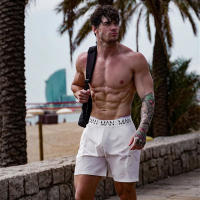 Shorts De Fitness Para Hombre Quick Dry Transpirables Ropa Deportiva Para Gimnasio Y Playa Short De Correr Con Estampado De Letras Talla Verdadera - details 5