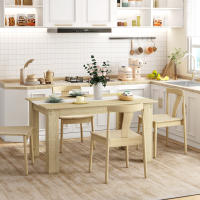 HOMCOM Mesa de Comedor Moderna Mesa de Cocina Rectangular para 4-6 Personas Carga 100 kg para Salón 140x89,5x75 cm Blanco y Roble - details 1