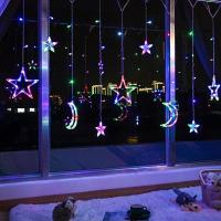 Curtain Garland LED De Estrella Y Luna Para Decoración De Eid Mubarak Y Ramadan Adorno De Navidad Para Casa Y Eventos Musulmanes Decoración De Fiesta Islámica - details 16