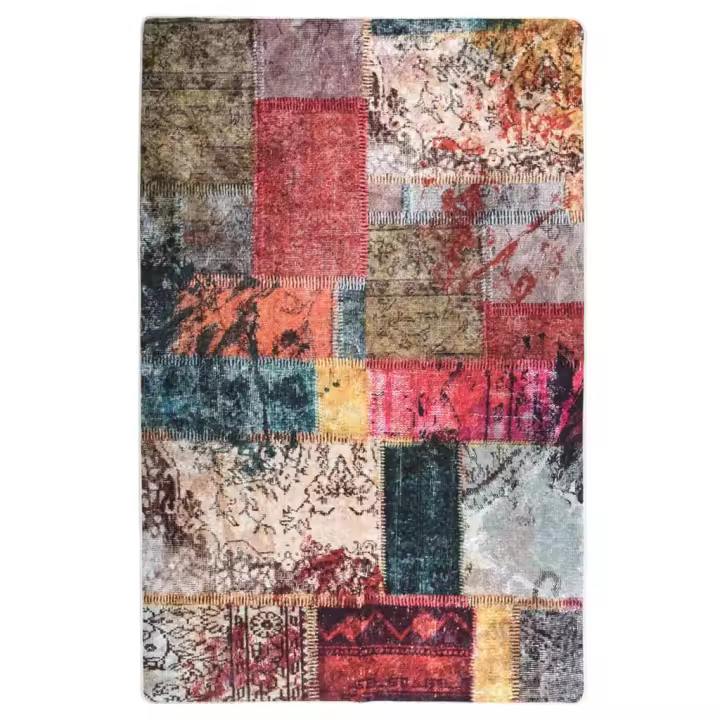 vidaXL Alfombra lavable patchwork antideslizante multicolor 80x150 cm - 1