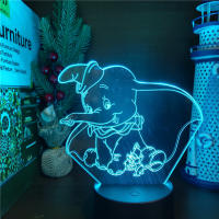 Lámpara De Noche LED 3D Dumbo Cartoon Para Decoración De Habitación Infantil Lámpara De Escritorio Cambio De Color Regalo - details 1