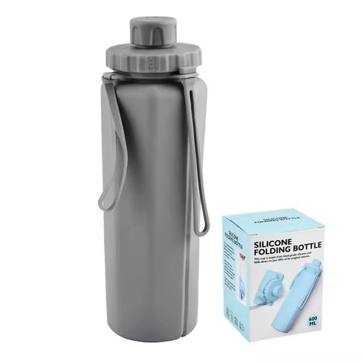 Botella De Agua Desmontable De 600ML De Silicona Para Deporte Al Aire Libre Viajes Camping Yoga Resistente a Fugas Y Reutilizable - 1