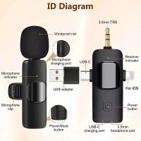 Micrófono Lavalier Inalámbrico 4 En 1 Para iPhone Y Android Con Entrada De 3.5mm Reducción De Ruido Profesional Para Radio Grabación En Vivo Y Conferencias - details 0