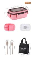 Caja De Almuerzo Ecológica De 1200ML Con Doble Capa Compartimentos Cuchara Y Tenedor Microwaviable Y Sellado Para Picnic - details 1