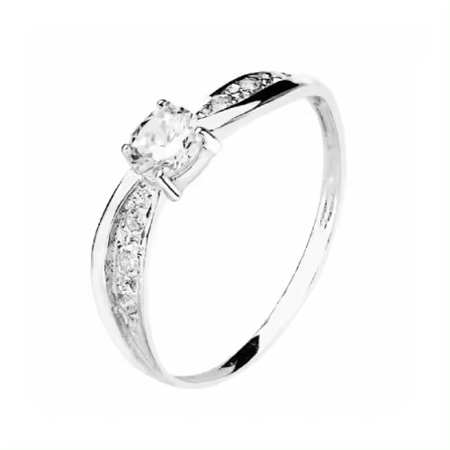 Anillo Mujer Oro Blanco 18 ktes Solitario Talla 13 - 000150749 - 1