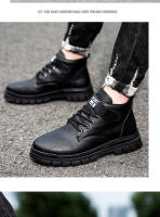 Botas Casuales Para Hombre Verano Otoño Trabajo British Antideslizante Suela Suave Comodidad Exterior Media Altura Cuero Botas Hombre Zapatos - details 15