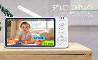 Monitor De Bebé Con Cámara De Vigilancia 720P 5 Pulgadas Pantalla Tamaño Video Intercomunicador De Dos Vías Visión Nocturna Automática Pánico Tilt Zoom - details 3