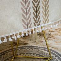 Mantel De Algodón Y Lino Con Borlas Nórdicas Sencillas Bordado De Flores Y Hojas Para Fiestas Y Decoración Del Hogar - details 6