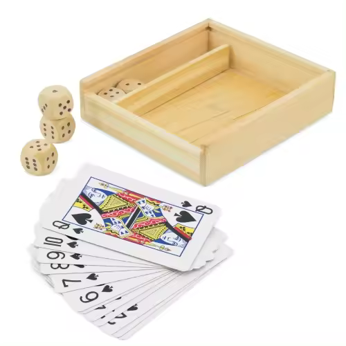 Disok Lote de 10 Set de Madera Baraja y Dados - Regalos Prácticos para Bodas, Comuniones, Cumpleaños, Colegios - 1