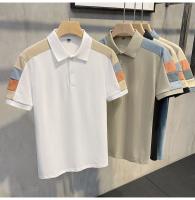 Camiseta Corta Para Hombre Polo Spliced Moda Verano Talla Grande Versátil Top Encantador Estilo Coreano Cuidado Facil - details 5