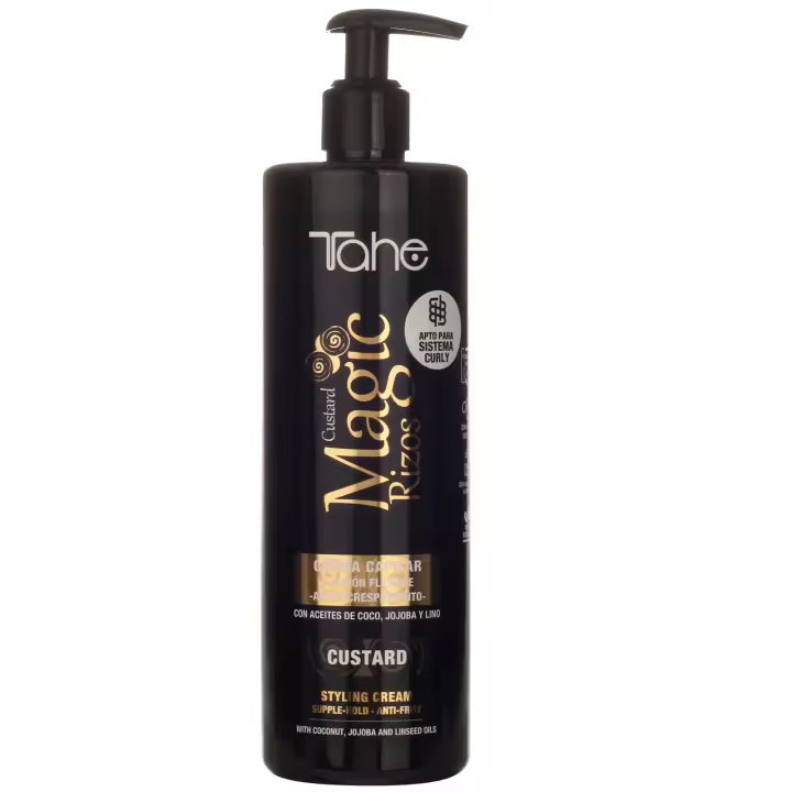 Tahe Magic Rizos Crema capilar de fijación antiencrespamiento Custard para cabello rizado u ondulado, 500 ml - 1