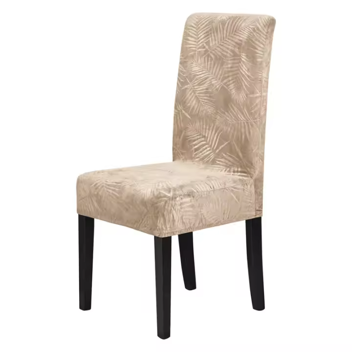 Cubierta De Silla De Velvet Suave 1/4pcs Para Banquete Y Hogar Anti Suciedad Elástica Con Diseño De Hojas Jacquard - 1