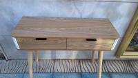 VERSA - Consola de madera color natural, 2 cajones, extremos blancos ondulados, 90x33x78 cm - details 8