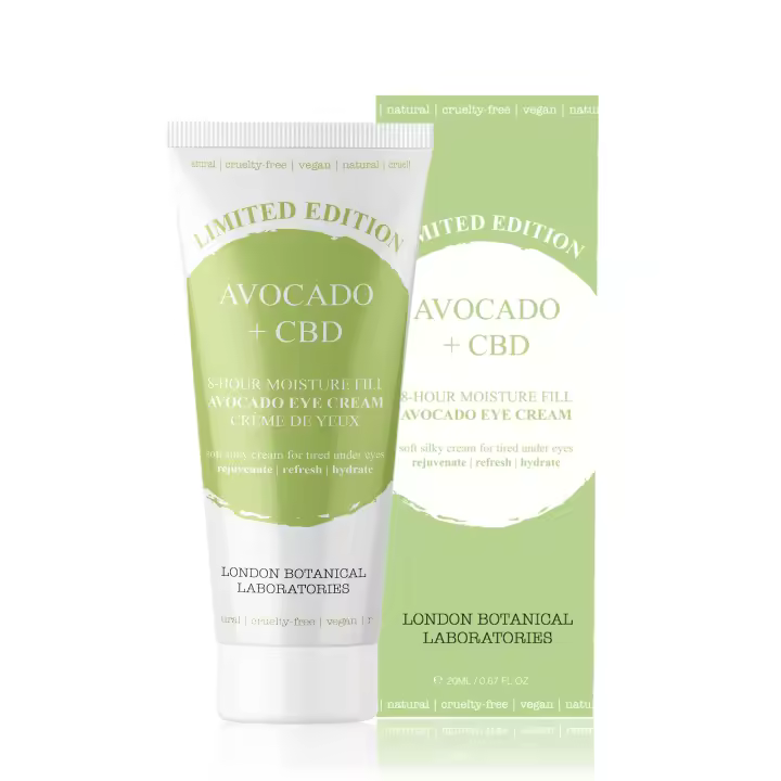 London Botanical Laboratories Crema de ojos hidratante de 8 horas de aguacate + CBD de edición limitada 20 ml - 1